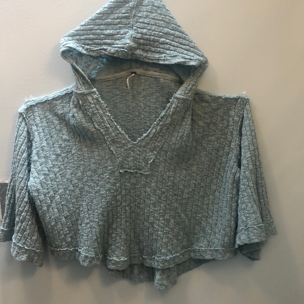 Free People aqua sweater hoodie